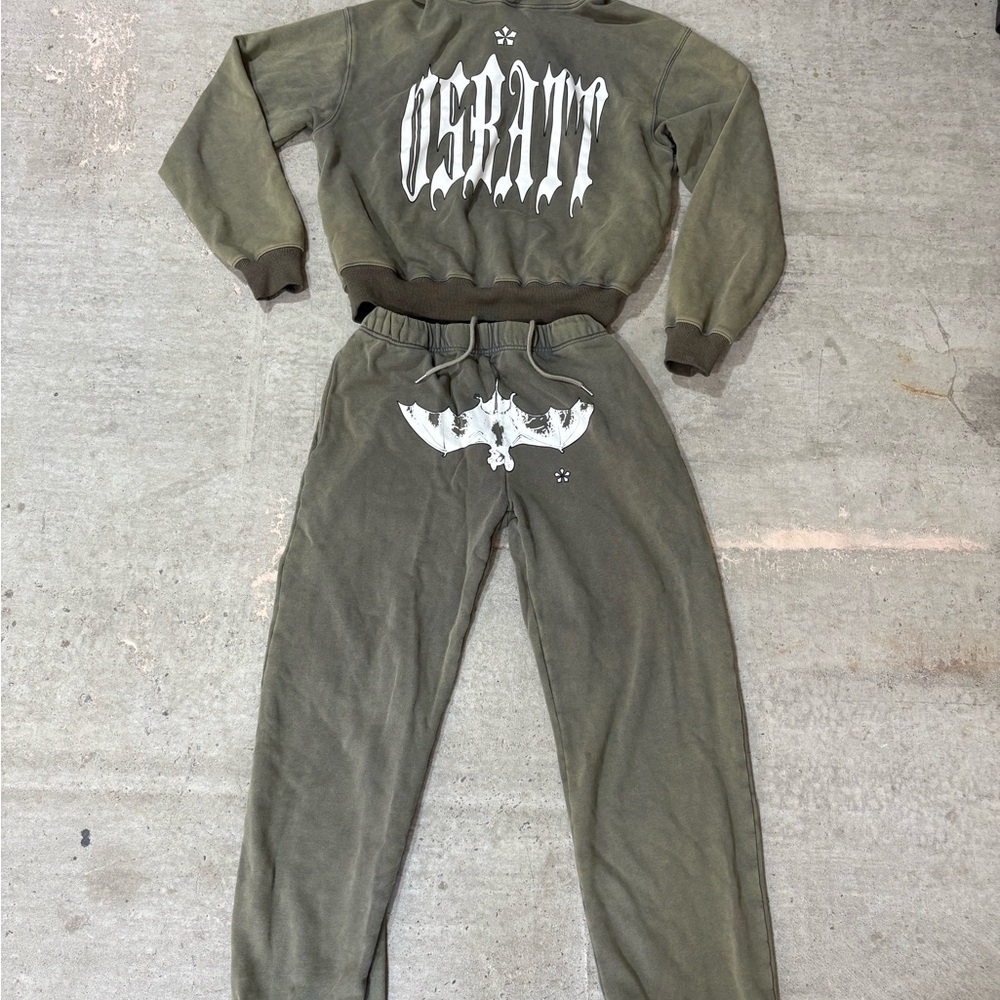 Years Of Tears Olive Green Sweatshirt & Hoodie Set